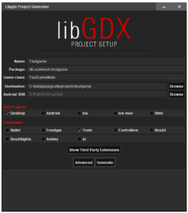 libgdx create project